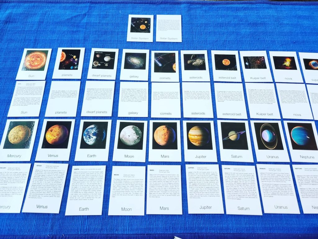 Montessori Printed Materials: The Solar System Nomenclature Cards