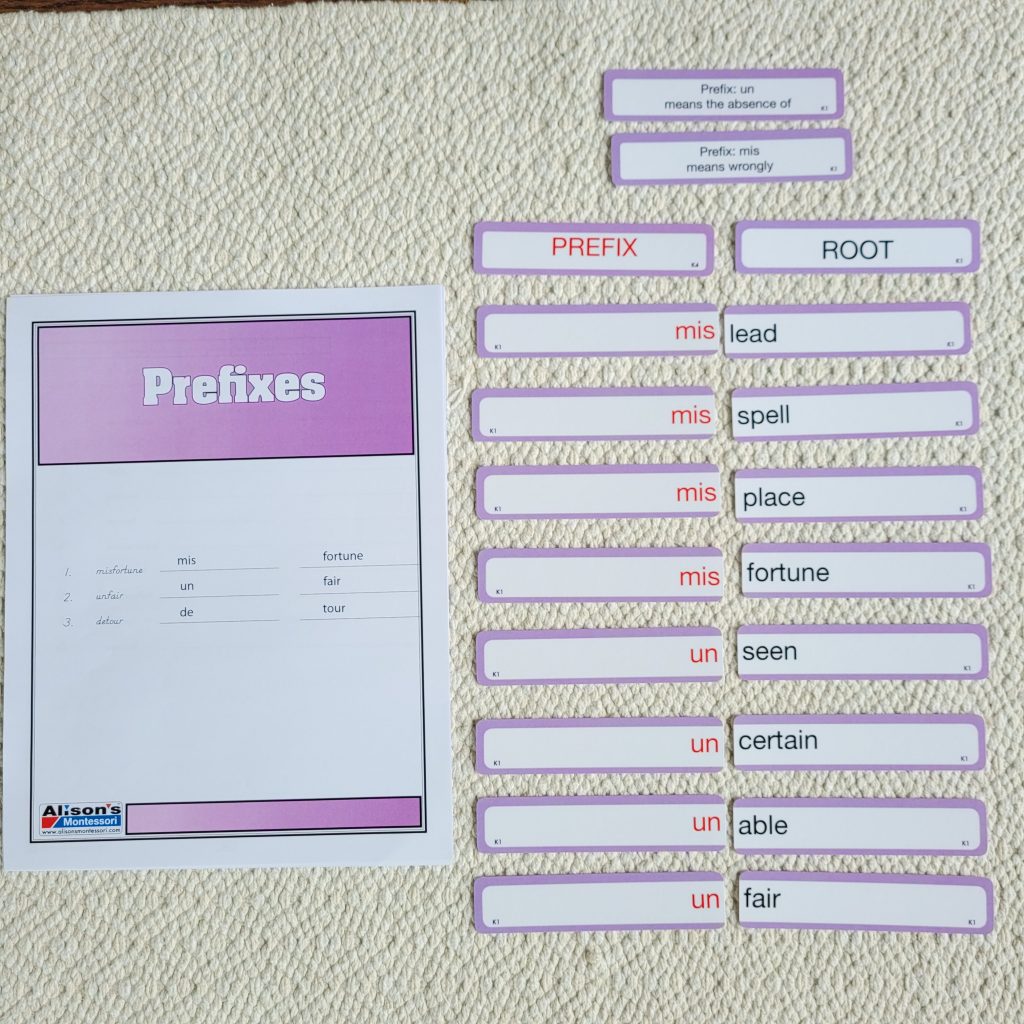 Montessori Word Study: Prefixes
