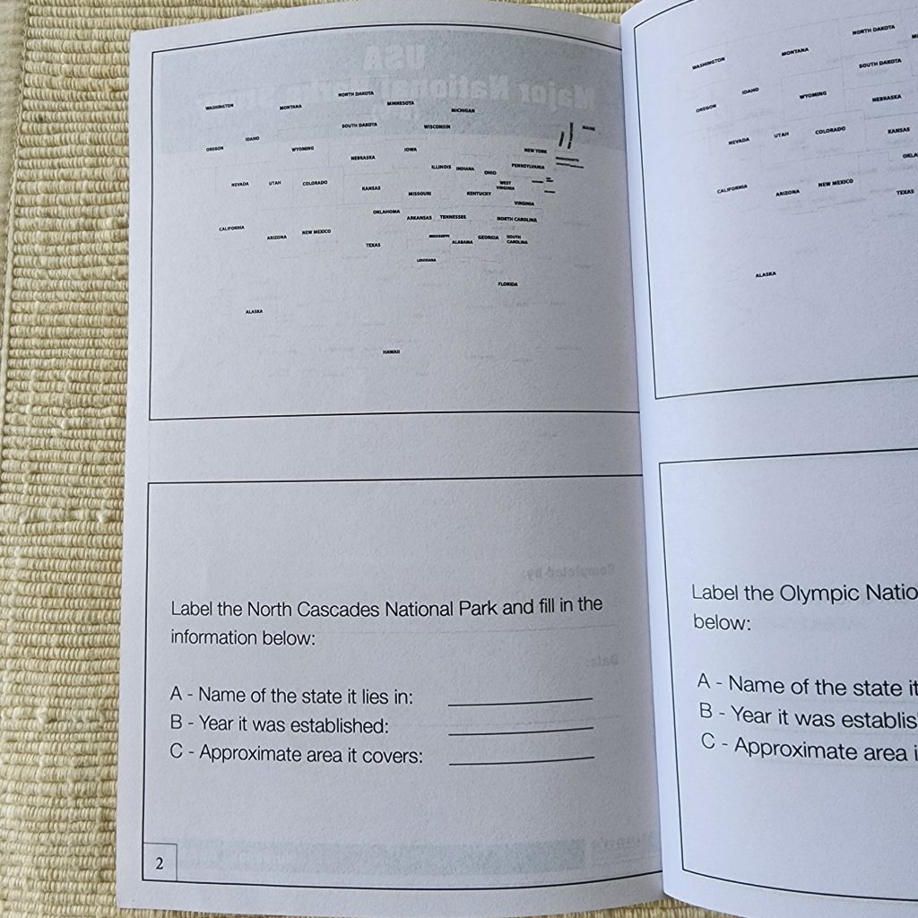 USA Major National Parks Study Workbook